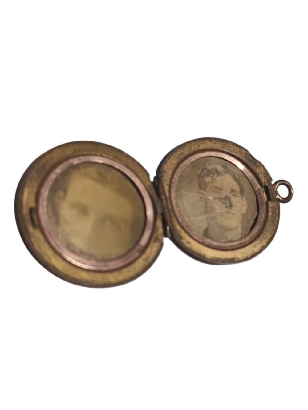 1900's Antique Double Locket Gold Fill Round Engraved O.E.M Celluloid Photo 7/8"